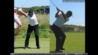 Jon Rahm golf swing  Long Iron faceon amp downtheline July 2017 [upl. by Jolyn]