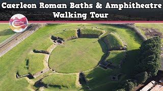 CAERLEON ROMAN BATHS amp AMPHITHEATRE WALES  Walking Tour  Pinned on Places [upl. by Joby]