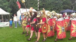 Roman Reenactment at the Amphitheatre in Caerleon Marching In [upl. by Tarr631]