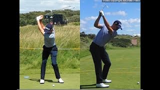 Justin Thomas golf swing  Long Iron faceon amp downtheline July 2017 [upl. by Patsis]