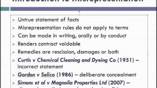 Misrepresentation Lecture 1 of 4 [upl. by Korten]